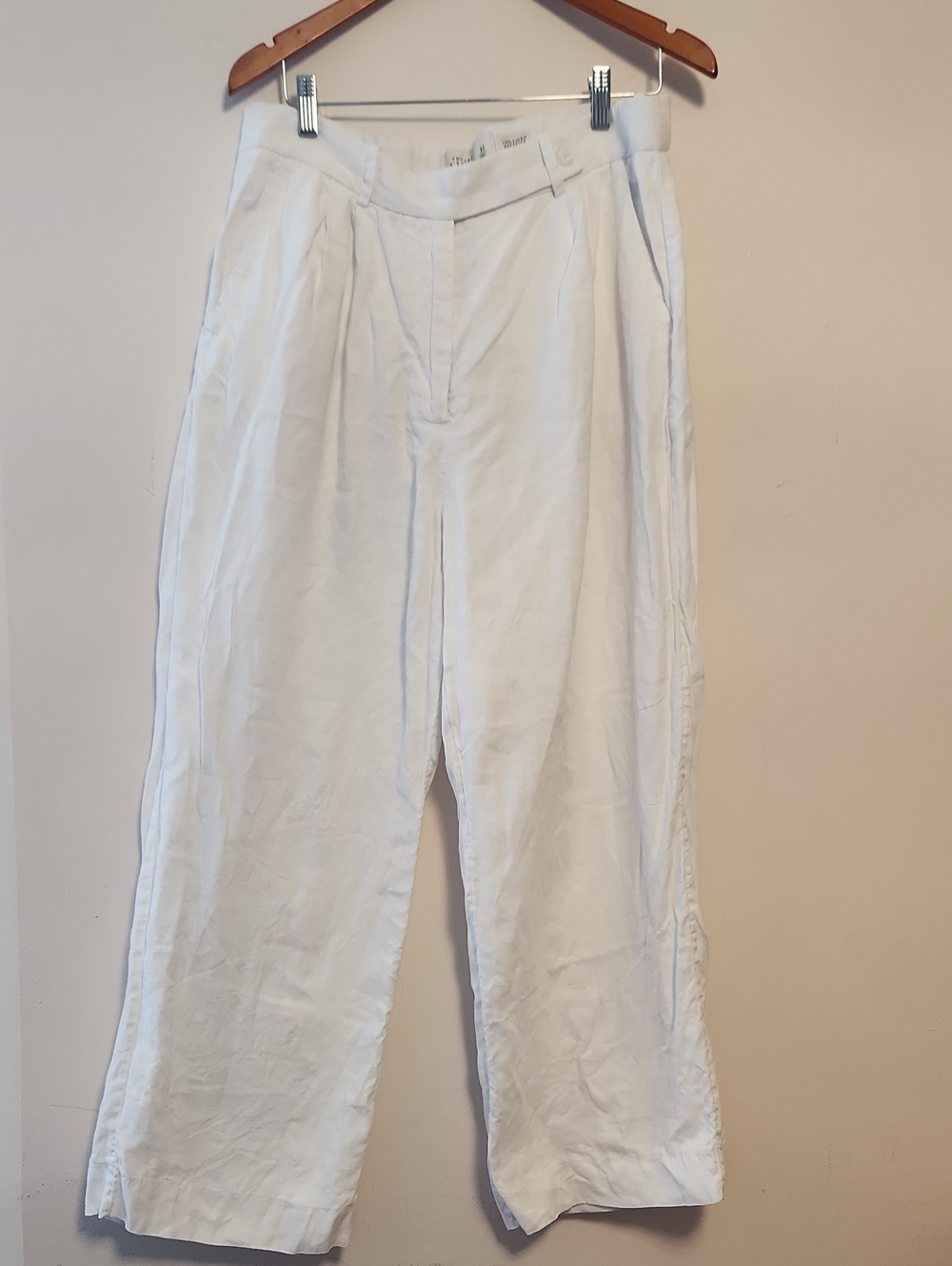 The A&F Linen Collection White High-Waist Wide Leg Pants Womens 32